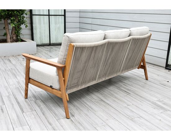 "Копенгаген" лаунж-зона 5-местная плетеная из роупа, каркас тик, цвет бежевый, изображение 4 | Интернет магазин мебели и декора LifeDekor