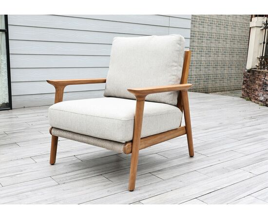 "Копенгаген" лаунж-зона 5-местная плетеная из роупа, каркас тик, цвет бежевый, изображение 5 | Интернет магазин мебели и декора LifeDekor