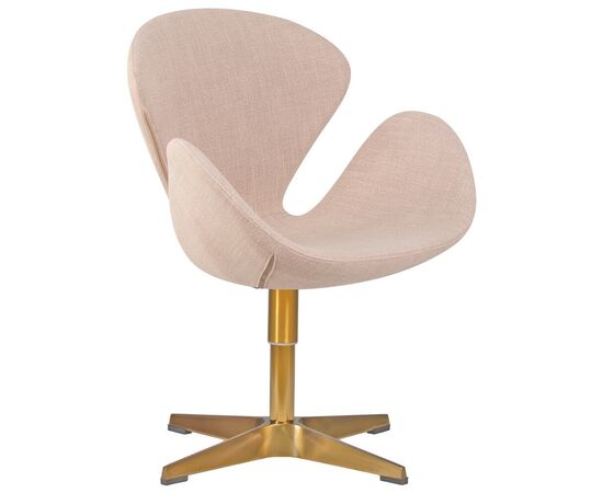 Кресло дизайнерское DOBRIN SWAN, бежевая ткань IF1, золотое основание, Вариант: бежевая ткань IF1, золотое основание | Интернет магазин мебели и декора LifeDekor