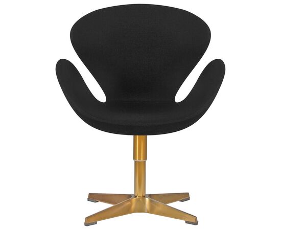 Кресло дизайнерское DOBRIN SWAN, черная ткань AF9, золотое основание, Вариант: черная ткань AF9, золотое основание, изображение 5 | Интернет магазин мебели и декора LifeDekor