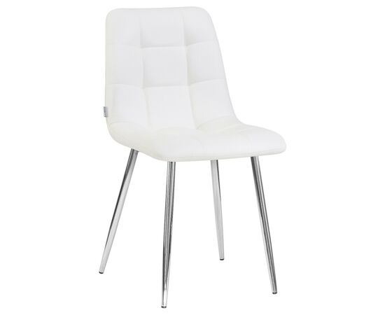 Стул обеденный DOBRIN ALEX, хром ножки, белая экокожа (P-02), Вариант: хром ножки, белая экокожа (P-02) | Интернет магазин мебели и декора LifeDekor