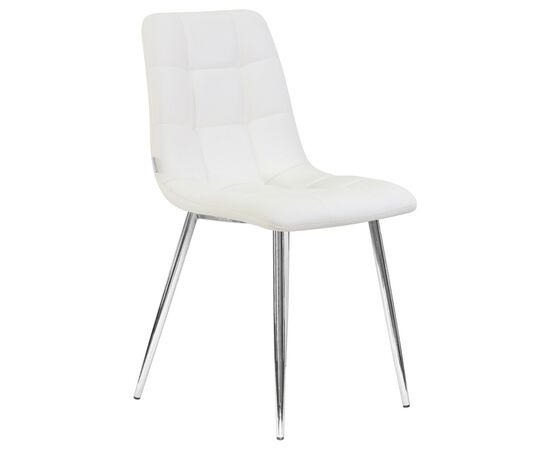 Стул обеденный DOBRIN ALEX, хром ножки, белая экокожа (P-02), Вариант: хром ножки, белая экокожа (P-02), изображение 2 | Интернет магазин мебели и декора LifeDekor