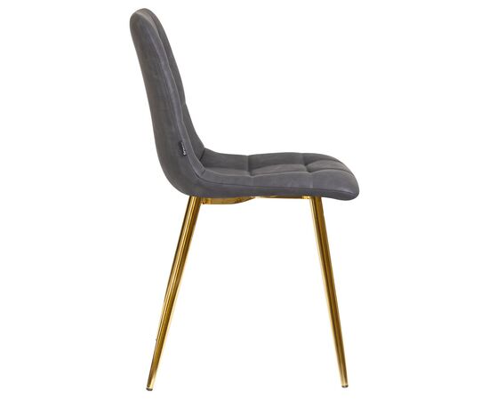 Стул обеденный DOBRIN ALEX, золотые ножки, серая антрацитовая винтажная экокожа (RU-08), Вариант: золотые ножки, серая антрацитовая винтажная экокожа (RU-08), изображение 3 | Интернет магазин мебели и декора LifeDekor