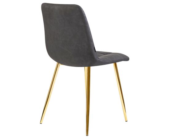 Стул обеденный DOBRIN ALEX, золотые ножки, серая антрацитовая винтажная экокожа (RU-08), Вариант: золотые ножки, серая антрацитовая винтажная экокожа (RU-08), изображение 4 | Интернет магазин мебели и декора LifeDekor