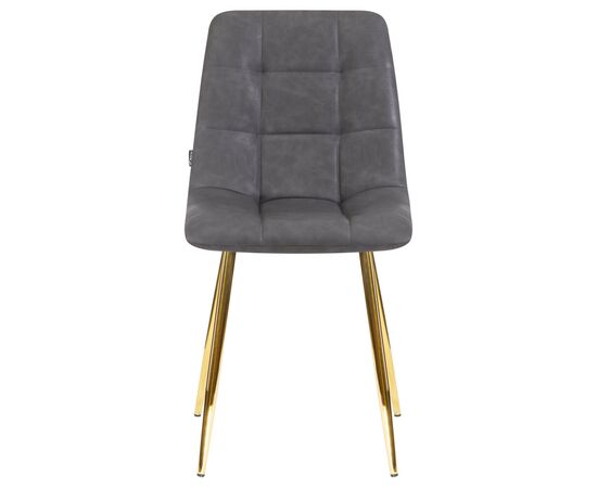 Стул обеденный DOBRIN ALEX, золотые ножки, серая антрацитовая винтажная экокожа (RU-08), Вариант: золотые ножки, серая антрацитовая винтажная экокожа (RU-08), изображение 6 | Интернет магазин мебели и декора LifeDekor