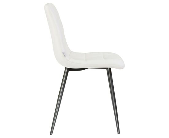 Стул обеденный DOBRIN ALEX, черные матовые ножки, белая экокожа (P-02), Вариант: черные матовые ножки, белая экокожа (P-02), изображение 3 | Интернет магазин мебели и декора LifeDekor