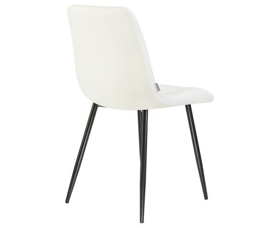 Стул обеденный DOBRIN ALEX, черные матовые ножки, белая экокожа (P-02), Вариант: черные матовые ножки, белая экокожа (P-02), изображение 4 | Интернет магазин мебели и декора LifeDekor