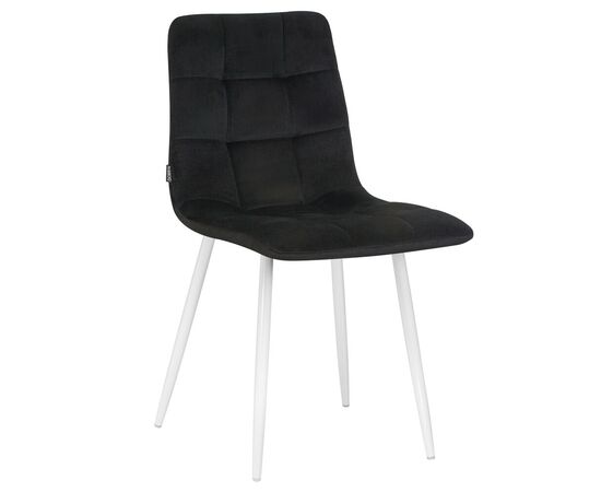 Стул обеденный DOBRIN ALEX, белые ножки, черный велюр (V108-77),, Вариант: белые ножки, черный велюр (V108-77), | Интернет магазин мебели и декора LifeDekor