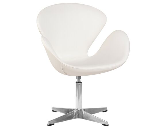 Кресло дизайнерское DOBRIN SWAN, белый кожзам P23, алюминиевое основание, Вариант: белый кожзам P23, алюминиевое основание | Интернет магазин мебели и декора LifeDekor