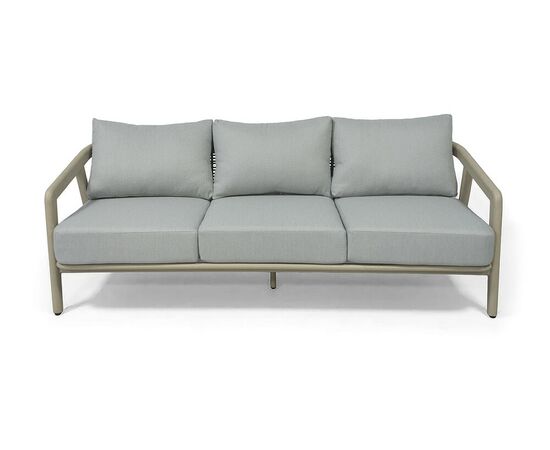 "Брюссель" диван трехместный из искусственного ротанга, цвет серый, каркас под дерево (холодно-бежевый), изображение 2 | Интернет магазин мебели и декора LifeDekor