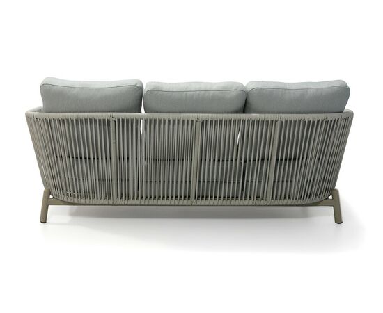 "Прато" диван трехместный из искусственного ротанга, цвет светло-серый, каркас под дерево (холодно-бежевый), изображение 4 | Интернет магазин мебели и декора LifeDekor