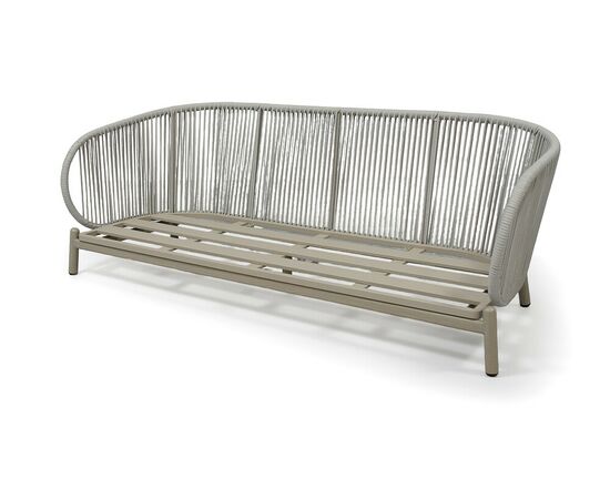 "Прато" диван трехместный из искусственного ротанга, цвет светло-серый, каркас под дерево (холодно-бежевый), изображение 5 | Интернет магазин мебели и декора LifeDekor