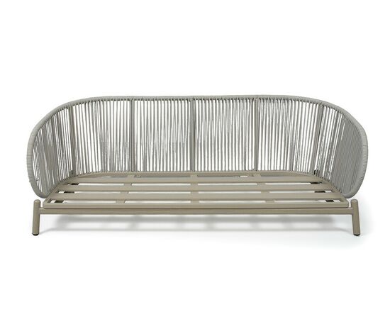 "Прато" диван трехместный из искусственного ротанга, цвет светло-серый, каркас под дерево (холодно-бежевый), изображение 6 | Интернет магазин мебели и декора LifeDekor