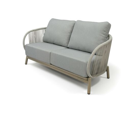 "Прато" диван двухместный из искусственного ротанга, цвет светло-серый, каркас под дерево (холодно-бежевый) | Интернет магазин мебели и декора LifeDekor