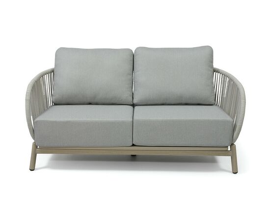 "Прато" диван двухместный из искусственного ротанга, цвет светло-серый, каркас под дерево (холодно-бежевый), изображение 2 | Интернет магазин мебели и декора LifeDekor