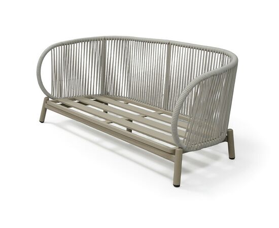 "Прато" диван двухместный из искусственного ротанга, цвет светло-серый, каркас под дерево (холодно-бежевый), изображение 6 | Интернет магазин мебели и декора LifeDekor