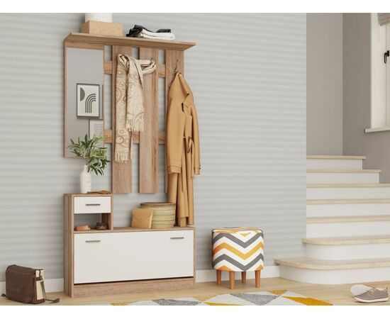 Прихожая «Интер», Дуб сонома/белый, изображение 2 | Интернет магазин мебели и декора LifeDekor