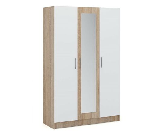 Шкаф «Алена» 3дв с зеркалом, Дуб сонома/Белый, изображение 2 | Интернет магазин мебели и декора LifeDekor
