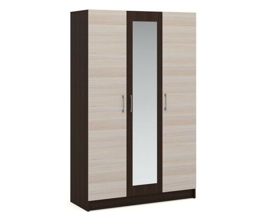 Шкаф «Алена» 3дв с зеркалом, Венге/Дуб молочный, изображение 2 | Интернет магазин мебели и декора LifeDekor