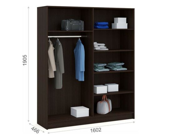 Шкаф «Алена» 4дв с зеркалом, Венге/Дуб молочный, изображение 3 | Интернет магазин мебели и декора LifeDekor