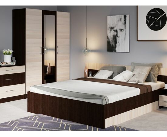 Спальня «Алена» 3 дв. шк, Венге/Дуб молочный, изображение 2 | Интернет магазин мебели и декора LifeDekor