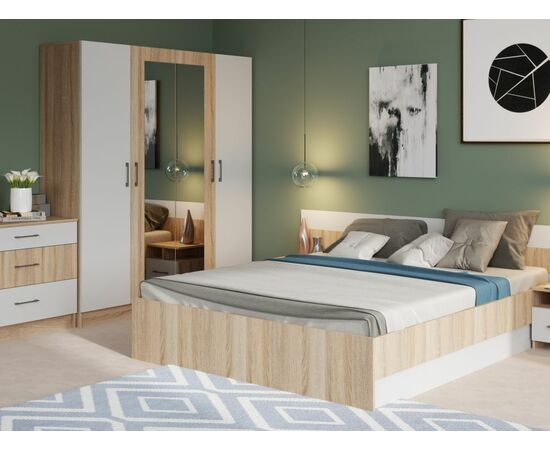 Спальня «Алена» 4 дв. шк, Дуб сонома/белый, изображение 2 | Интернет магазин мебели и декора LifeDekor