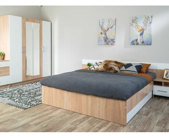 Шкаф «Алена» 4дв с зеркалом, Дуб сонома/Белый, изображение 5 | Интернет магазин мебели и декора LifeDekor