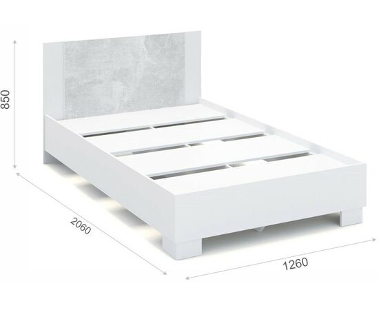 Кровать «Аврора» 120*200 (основание ЛДСП), Белый/Ателье светлый, изображение 3 | Интернет магазин мебели и декора LifeDekor