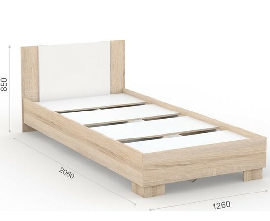 Кровать «Аврора» 120*200 (основание ЛДСП), Дуб сонома/Белый, изображение 3 | Интернет магазин мебели и декора LifeDekor