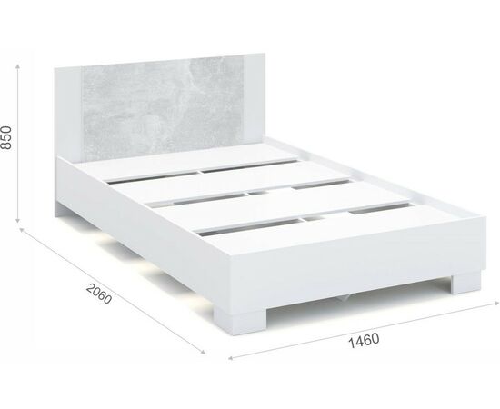 Кровать «Аврора» 140*200 (основание ЛДСП), Белый/ателье светлый, изображение 3 | Интернет магазин мебели и декора LifeDekor