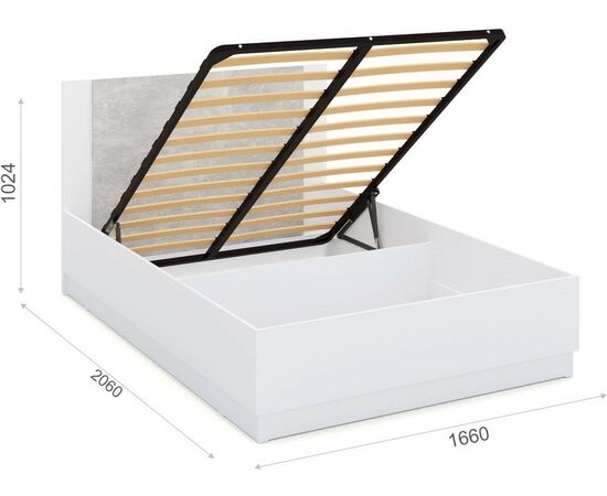 Кровать «Аврора» 160*200 (подъемник), Белый/ателье светлый, изображение 3 | Интернет магазин мебели и декора LifeDekor