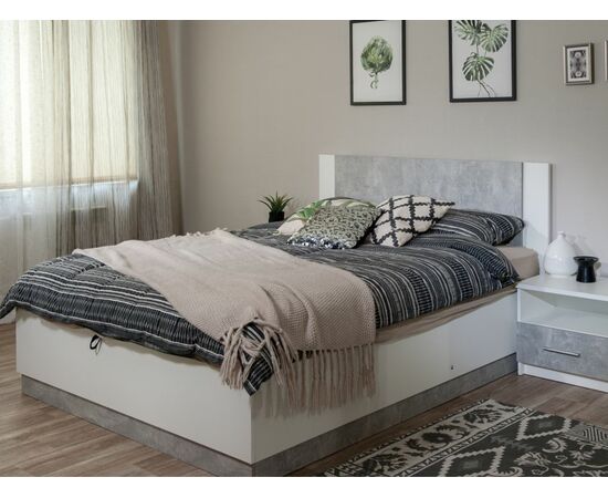 Кровать «Аврора» 160*200 (подъемник), Белый/ателье светлый, изображение 4 | Интернет магазин мебели и декора LifeDekor