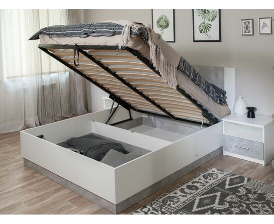 Кровать «Аврора» 160*200 (подъемник), Белый/ателье светлый, изображение 6 | Интернет магазин мебели и декора LifeDekor