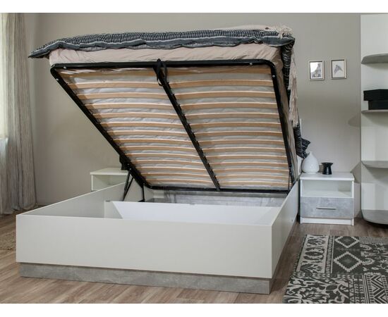 Кровать «Аврора» 160*200 (подъемник), Белый/ателье светлый, изображение 7 | Интернет магазин мебели и декора LifeDekor