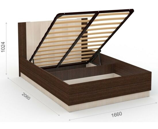 Кровать «Аврора» 160*200 (подъемник), Венге/Дуб молочный, изображение 3 | Интернет магазин мебели и декора LifeDekor