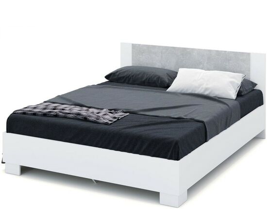 Кровать «Аврора» 160*200 (основание ЛДСП), Белый/Ателье светлый, изображение 2 | Интернет магазин мебели и декора LifeDekor