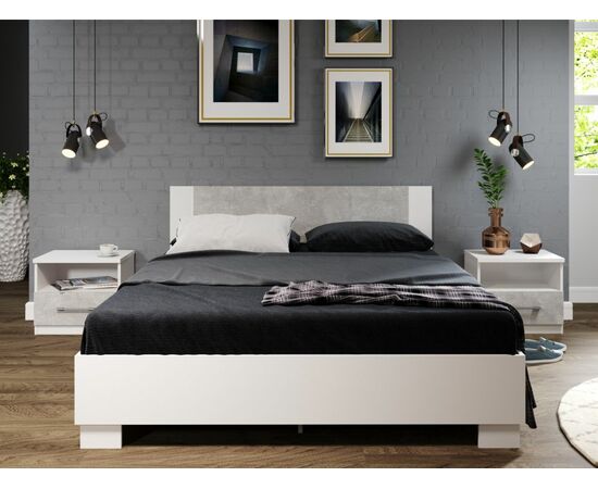 Кровать «Аврора» 140*200 (основание ЛДСП), Белый/ателье светлый, изображение 4 | Интернет магазин мебели и декора LifeDekor