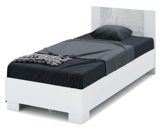 Кровать «Аврора» 90*200 (основание ЛДСП), Белый/Ателье светлый, изображение 2 | Интернет магазин мебели и декора LifeDekor