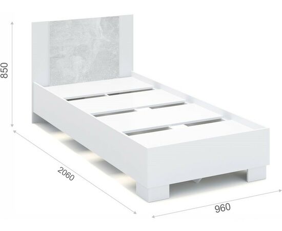 Кровать «Аврора» 90*200 (основание ЛДСП), Белый/Ателье светлый, изображение 3 | Интернет магазин мебели и декора LifeDekor