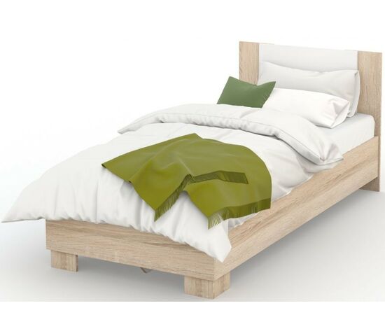 Кровать «Аврора» 90*200 (основание ЛДСП), Дуб сонома/Белый, изображение 2 | Интернет магазин мебели и декора LifeDekor