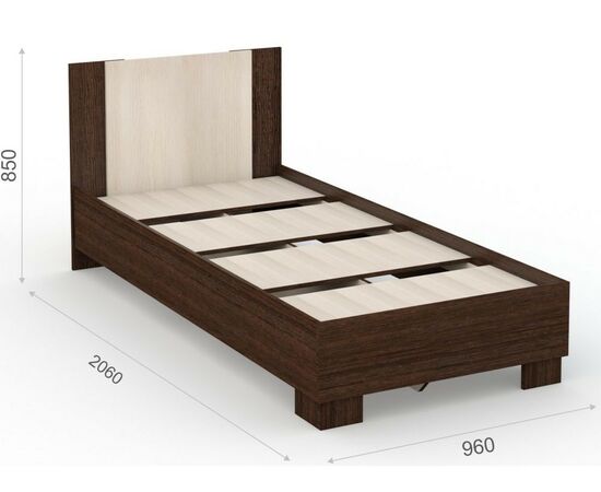 Кровать «Аврора» 90*200 (основание ЛДСП), Венге/Дуб молочный, изображение 3 | Интернет магазин мебели и декора LifeDekor
