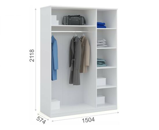 Спальня «Аврора» 3дв шк, Белый/Ателье светлый, изображение 7 | Интернет магазин мебели и декора LifeDekor