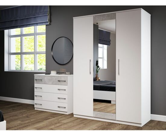 Спальня «Аврора» 3дв шк, Белый/Ателье светлый, изображение 6 | Интернет магазин мебели и декора LifeDekor