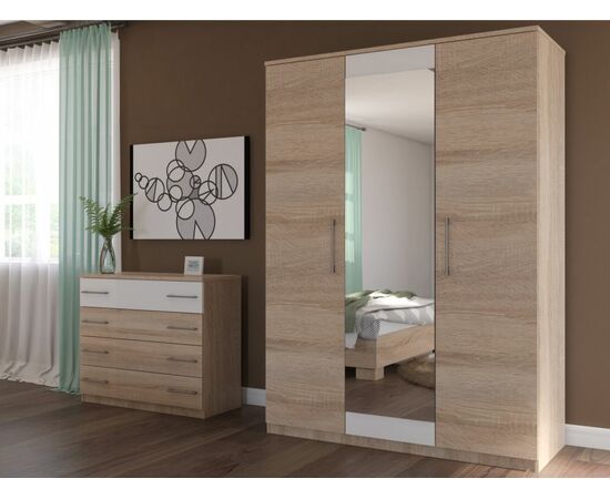 Шкаф «Аврора» 3дв, Дуб сонома/белый, изображение 4 | Интернет магазин мебели и декора LifeDekor