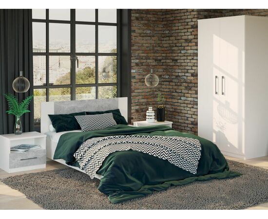 Спальня «Аврора» 2дв шк, Белый/Ателье светлый, изображение 2 | Интернет магазин мебели и декора LifeDekor