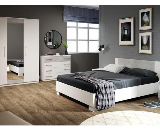 Спальня «Аврора» 3дв шк, Белый/Ателье светлый, изображение 2 | Интернет магазин мебели и декора LifeDekor