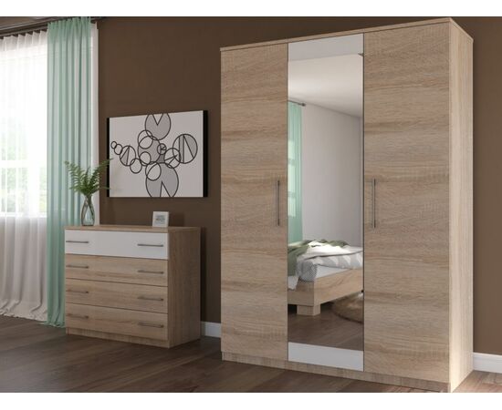 Спальня «Аврора» 3дв шк, Дуб сонома/Белый, изображение 4 | Интернет магазин мебели и декора LifeDekor