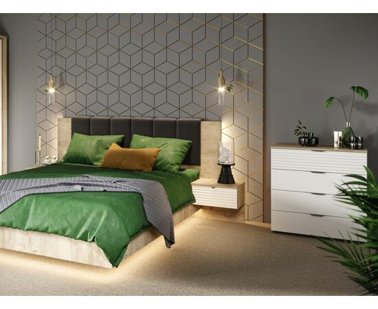 Спальня «Джулия» 3 дв шк, Крафт серый/белый глянец, изображение 3 | Интернет магазин мебели и декора LifeDekor