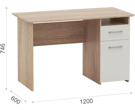 Стол «Гарвард» 120 1д1ящ, Дуб сонома/Белый, изображение 3 | Интернет магазин мебели и декора LifeDekor