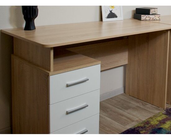 Стол «Гарвард» 120 3ящ, Дуб сонома/Белый, изображение 4 | Интернет магазин мебели и декора LifeDekor